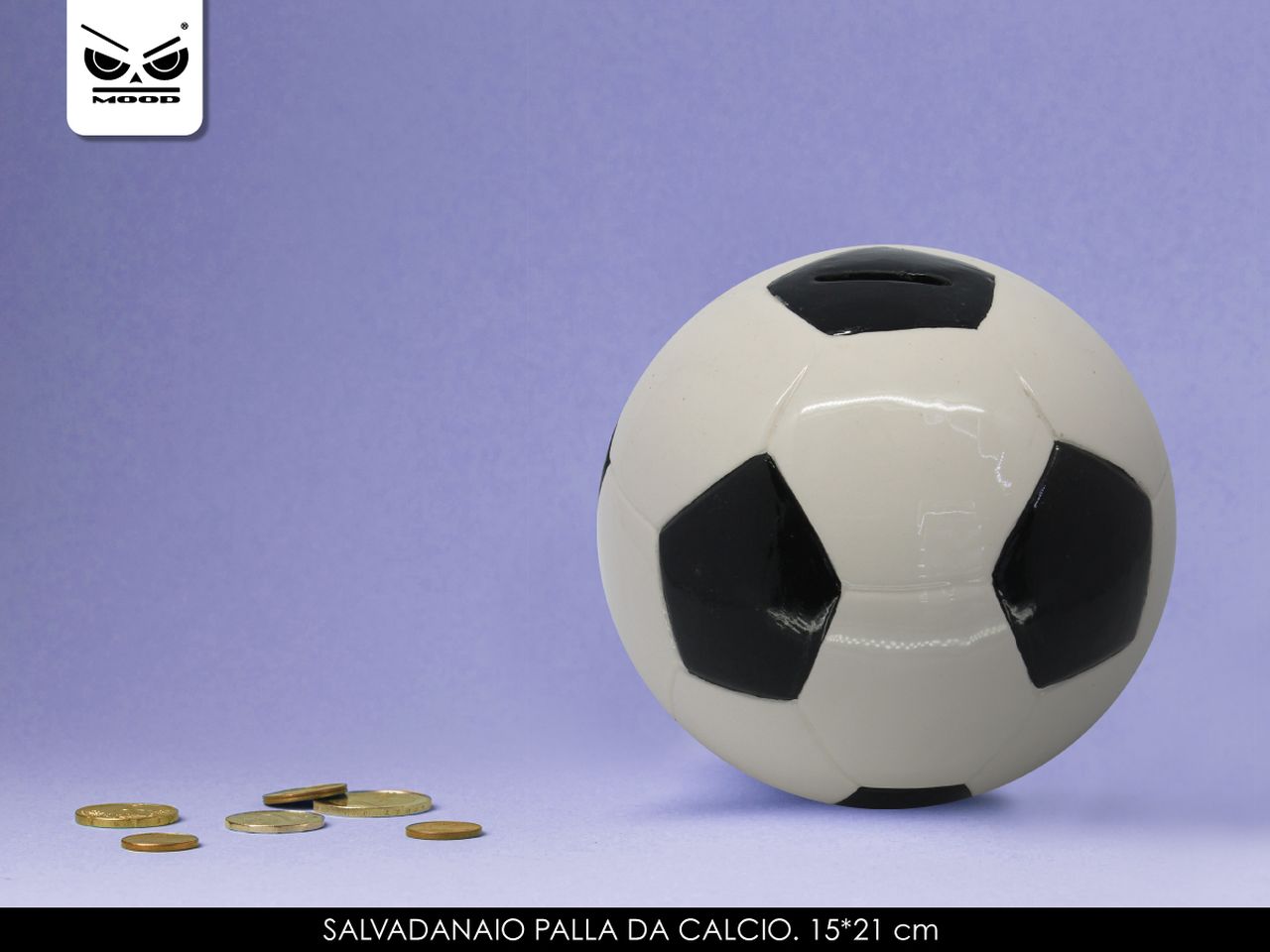 Salvadanaio palla da calcio misura 15x21cm