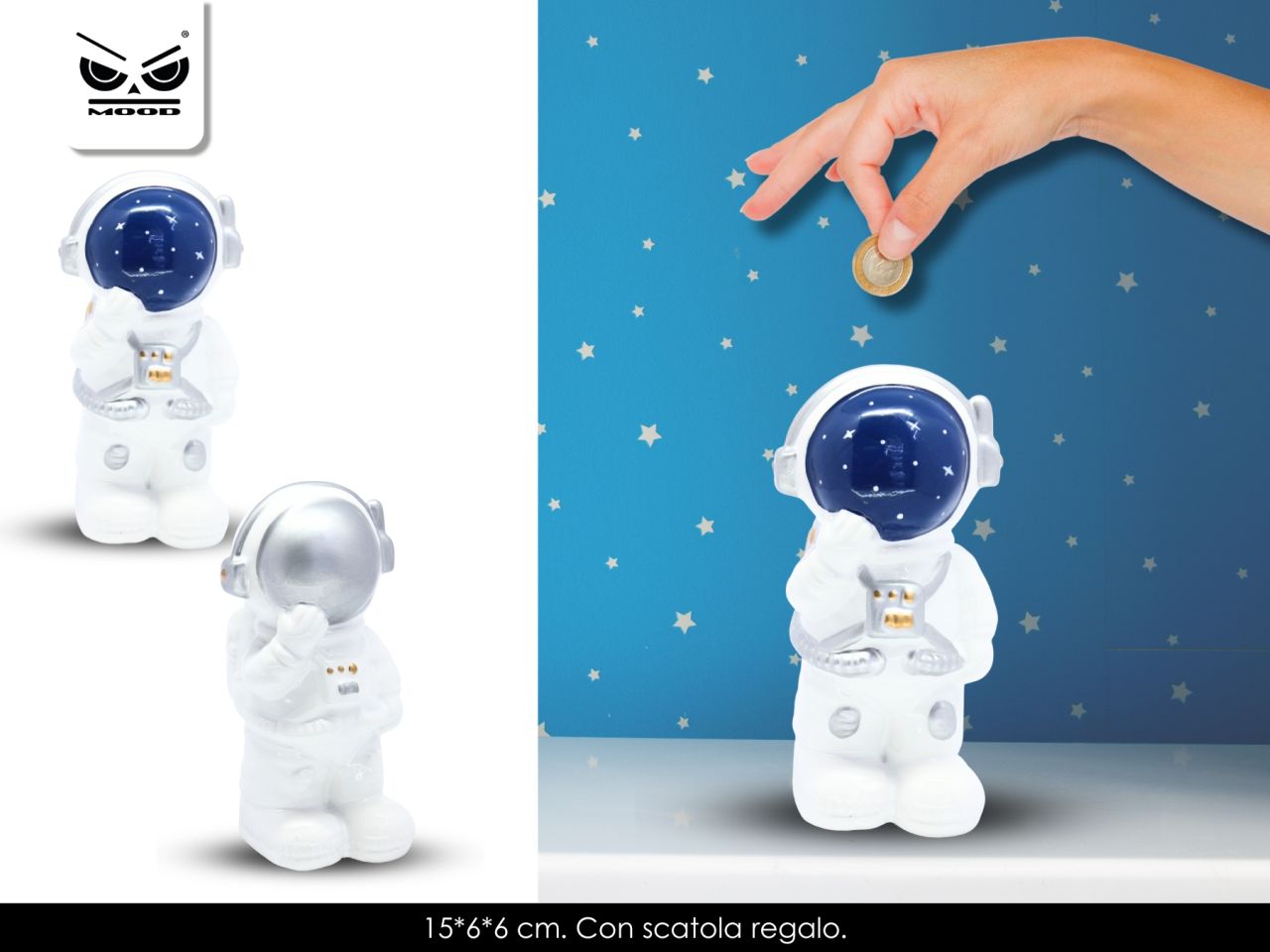 Salvadanaio astronauta misura 15x6x6cm