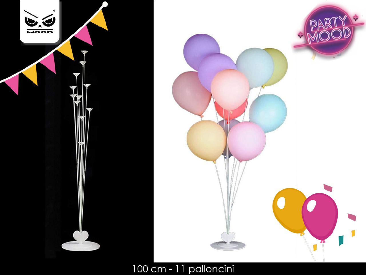Supporto per 11 palloncini da terra misura 100cm
