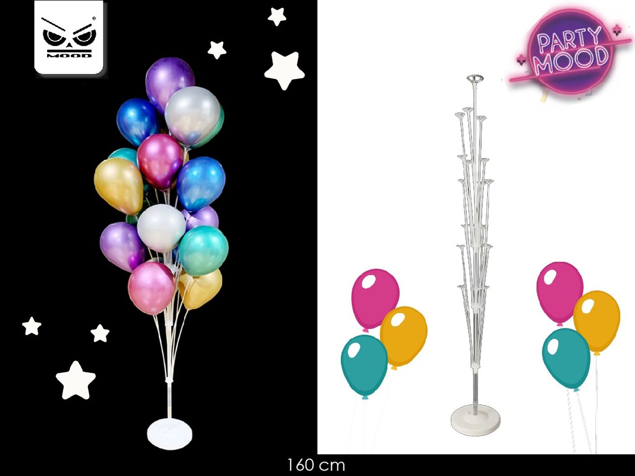 Supporto per 19 palloncini da terra misura 160cm