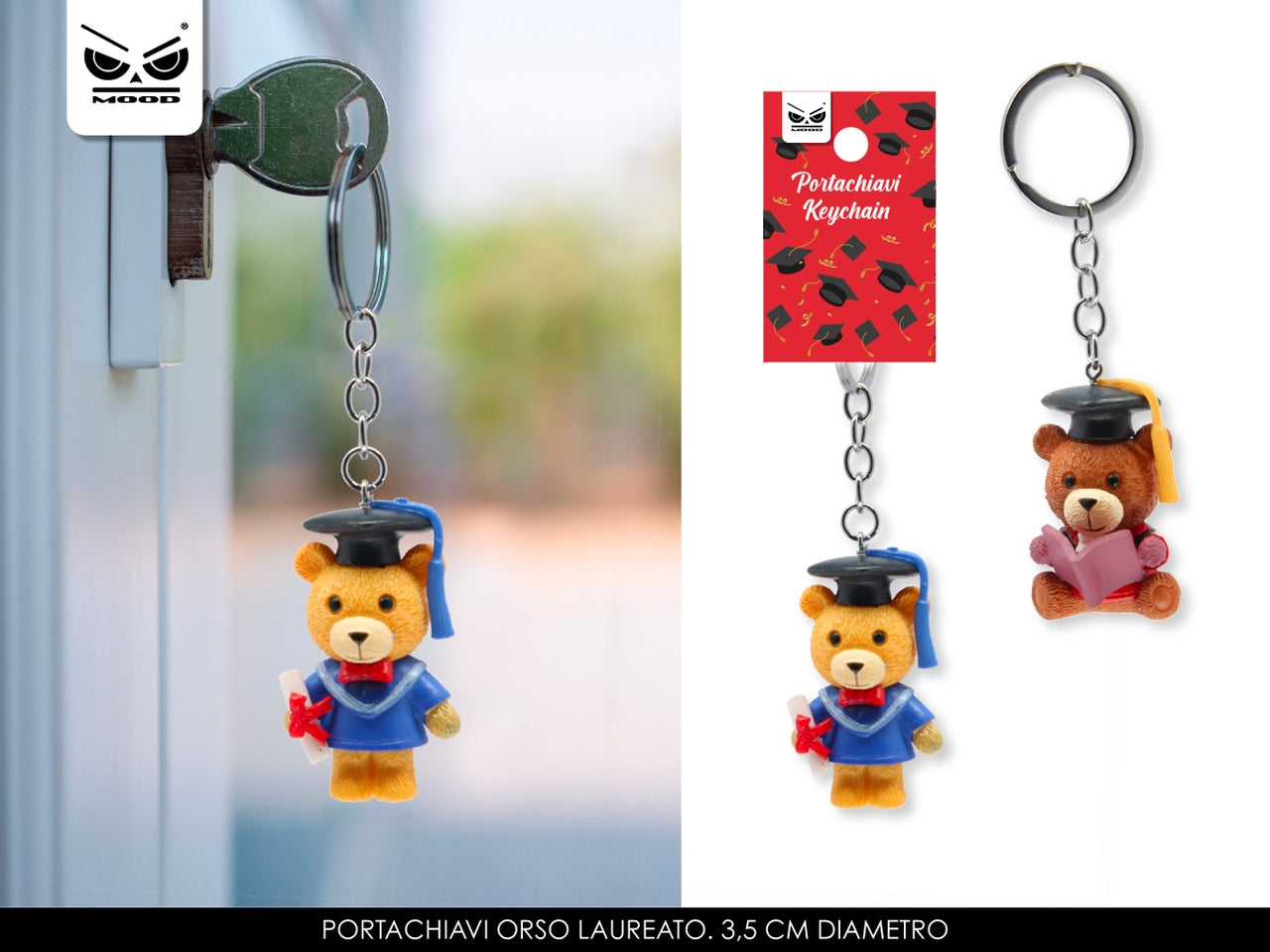 Portachiavi orso laureato 5,5x3cm