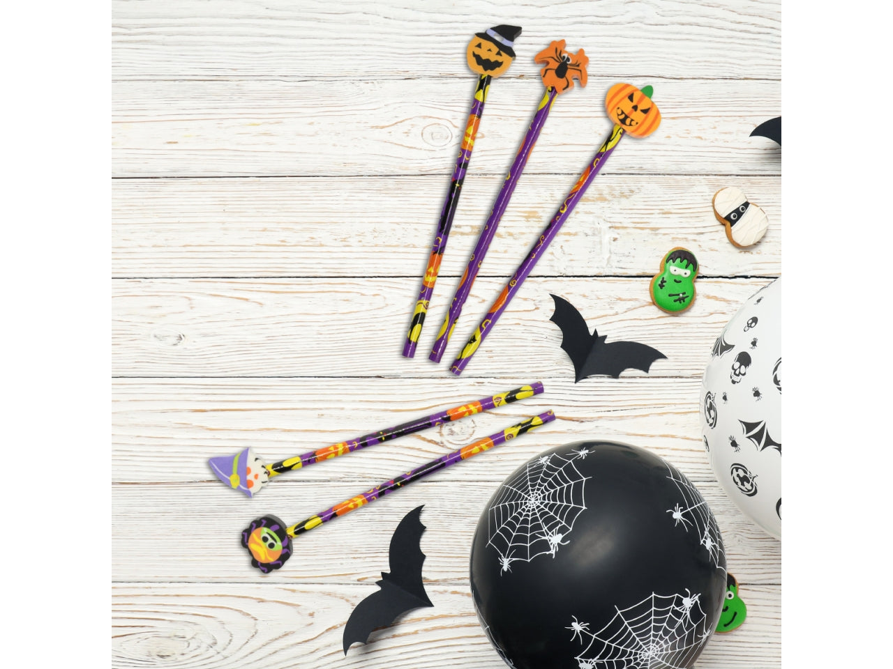 Matite halloween con gomma 5 pezzi