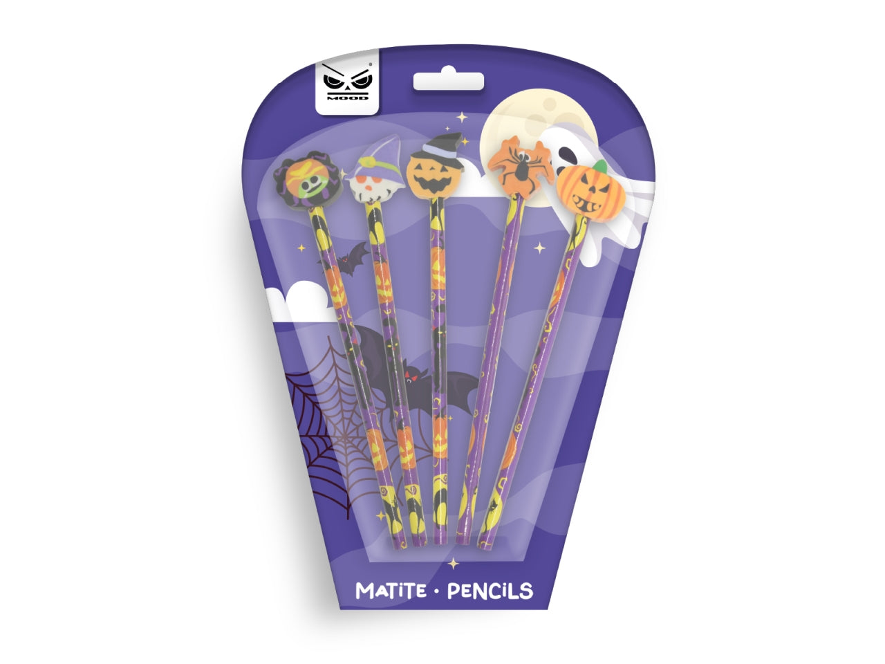 Matite halloween con gomma 5 pezzi
