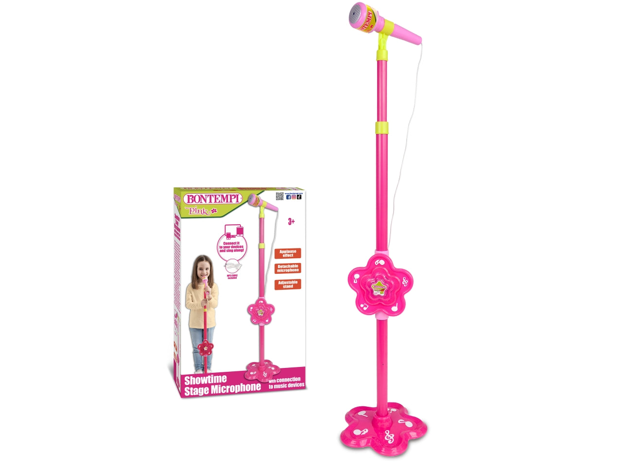 Microfono Basico con Asta - Rosa, Verde e Bianco, EtÃ  3+, Unisex, Bontempi