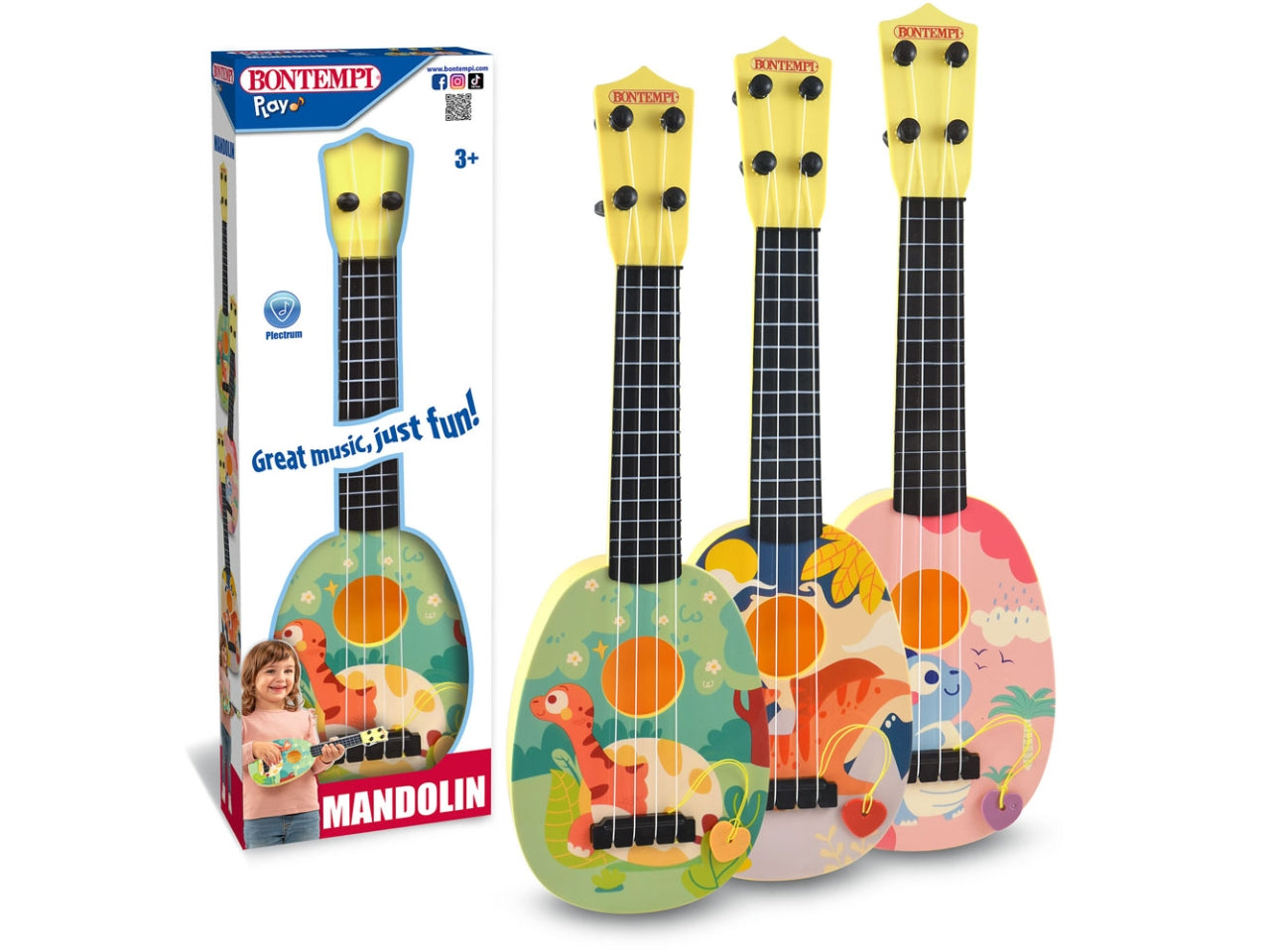 Mandolino multicolore con Plettro, EtÃ  3+, Unisex, Bontempi