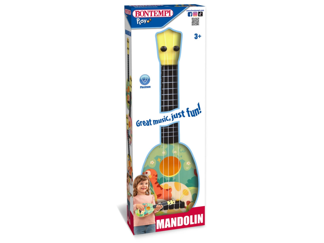 Mandolino multicolore con Plettro, EtÃ  3+, Unisex, Bontempi