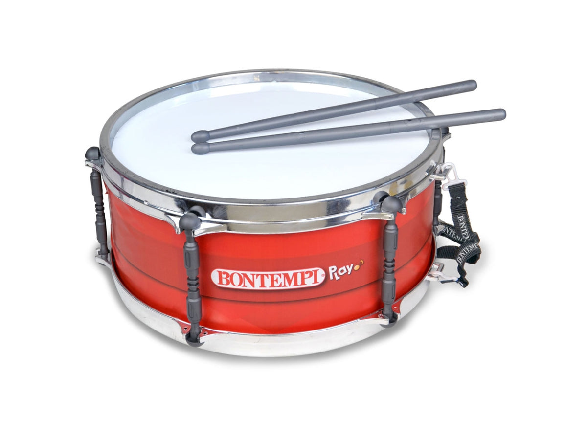 Tamburo con Tracolla - Rosso, Grigio e Bianco, con Bacchette, EtÃ  3+, Unisex, Bontempi