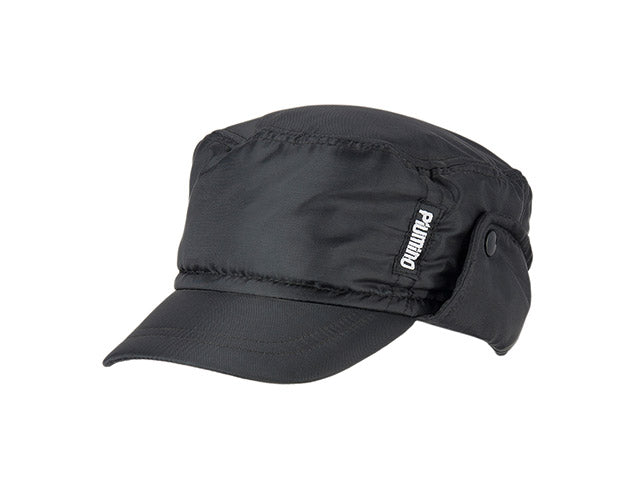 Cappello con visiera e paraorecchie in nylon nero, taglie assortite