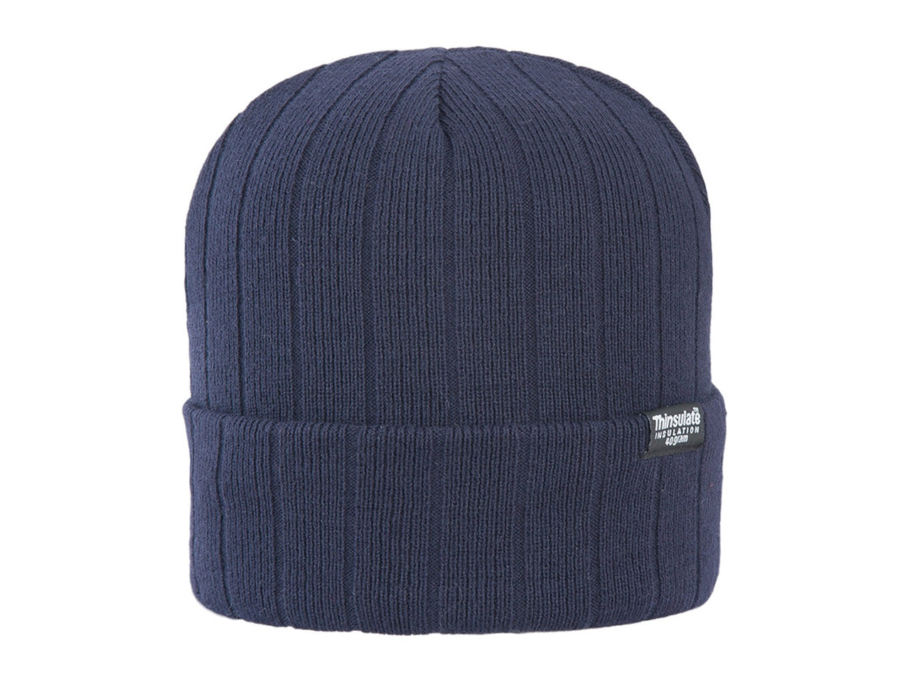 Cuffia a coste in tinta unita con fodera in thinsulate colore blu