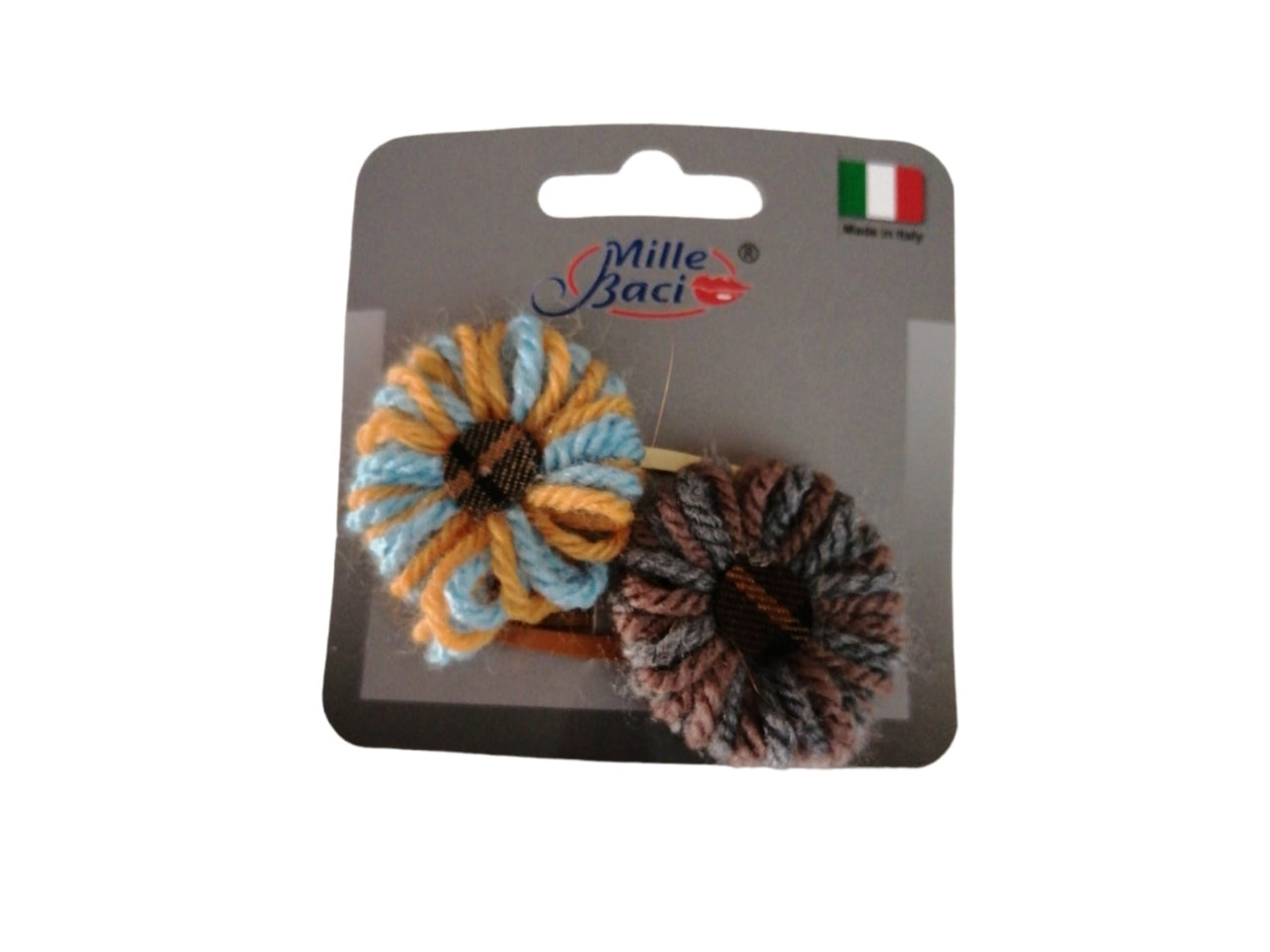 Click clack con fiore di lana in vari colori - la confezione contiene 2 click clack