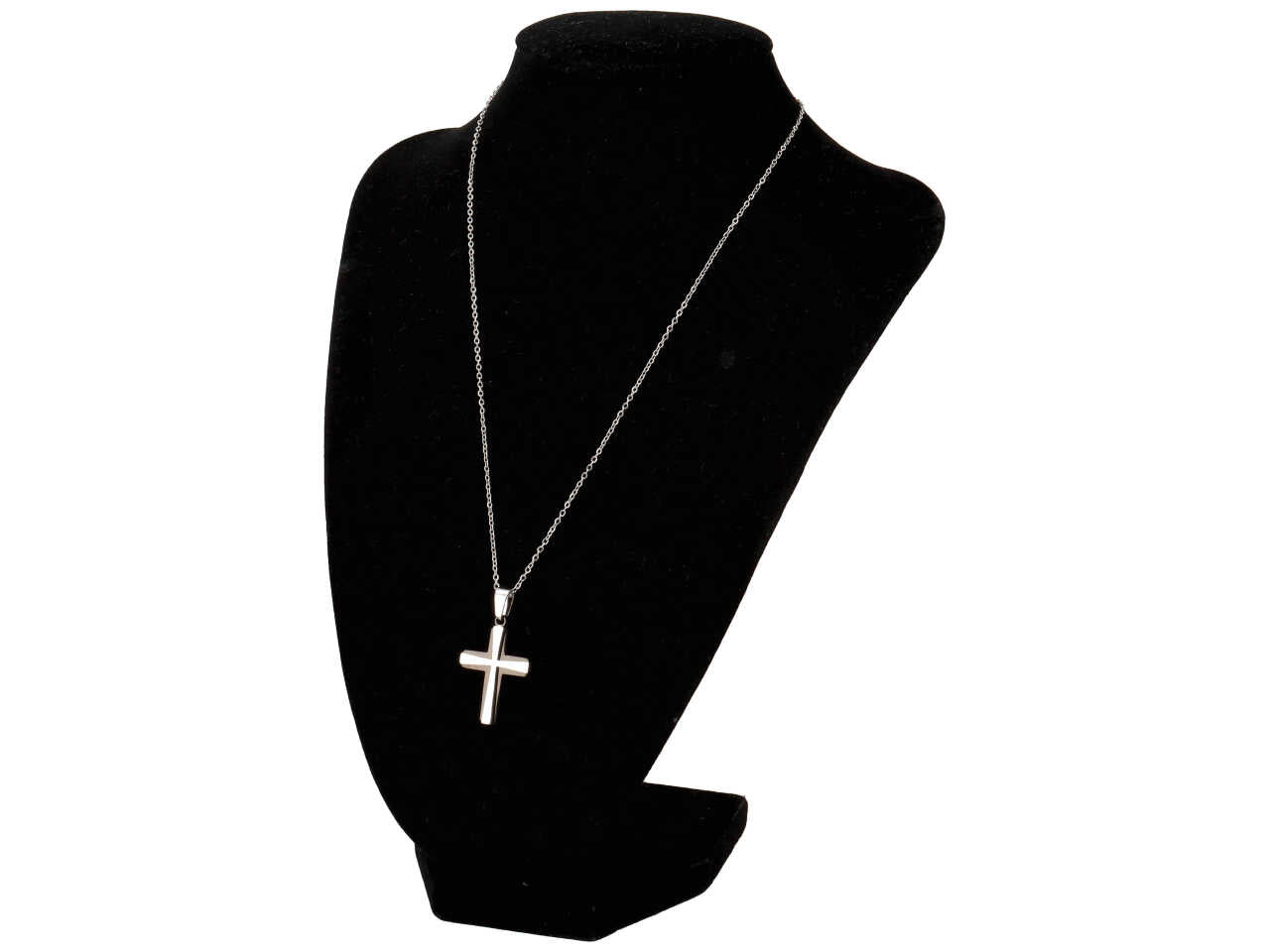 Collana croce in acciaio e nera
