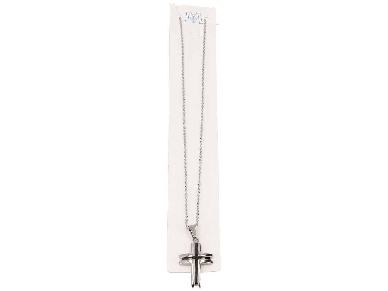 Collana con ciondolo a forma croce color acciaio e nero