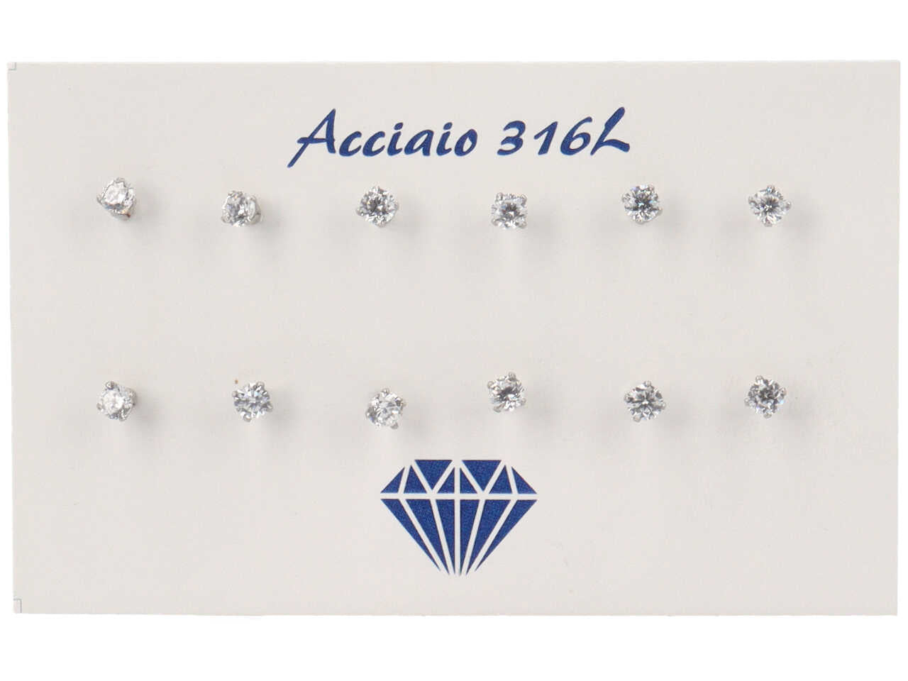 Orecchini punto luce tonda bianco 3mm la confezione contiene 6 paia di orecchini