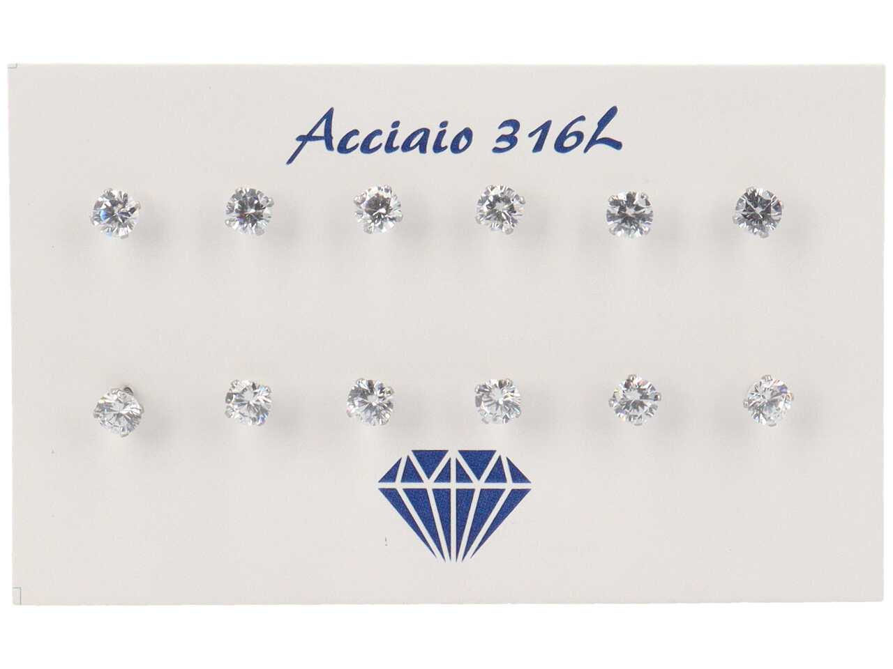 Orecchini punto luce tonda bianco 4mm la confezione contiene 6 paia di orecchini