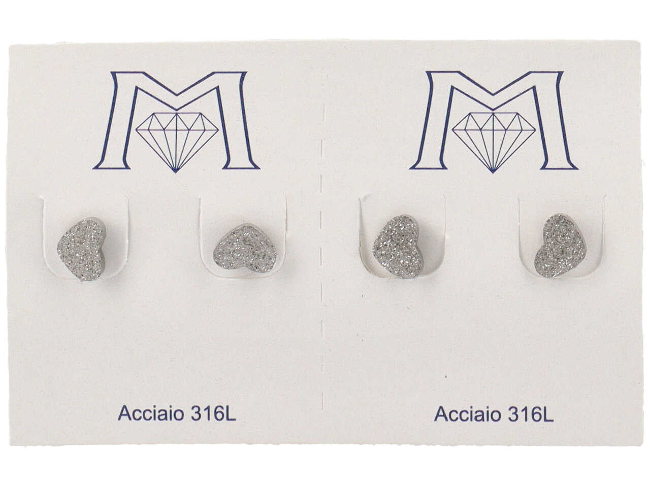 Orecchini cuore glitter - confezione da 2 paia