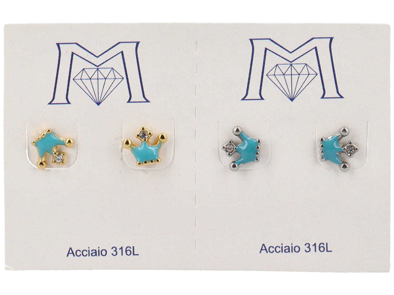 Orecchini corona turchese gold e silver