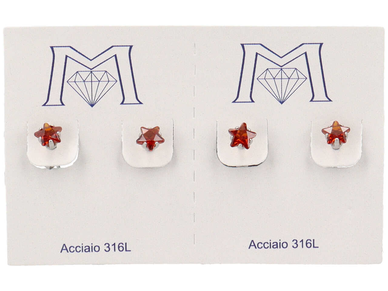 Orecchini stella rossa confezione da 2 paia