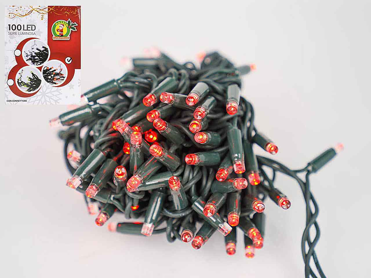 Catena luci 100 led rossa fissa