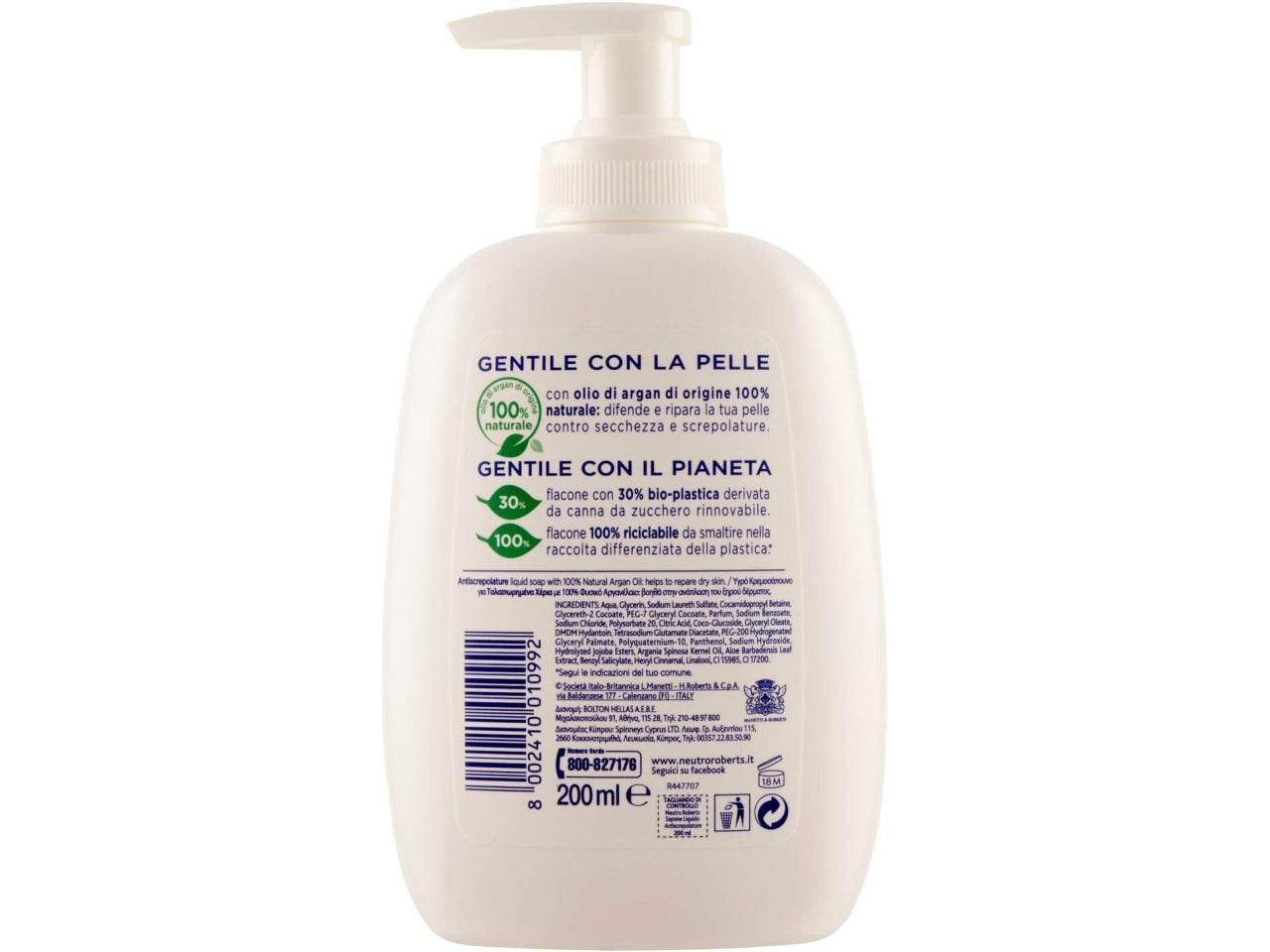 Neutro roberts sapone liquido con erogatore antiscrepolature 200ml$