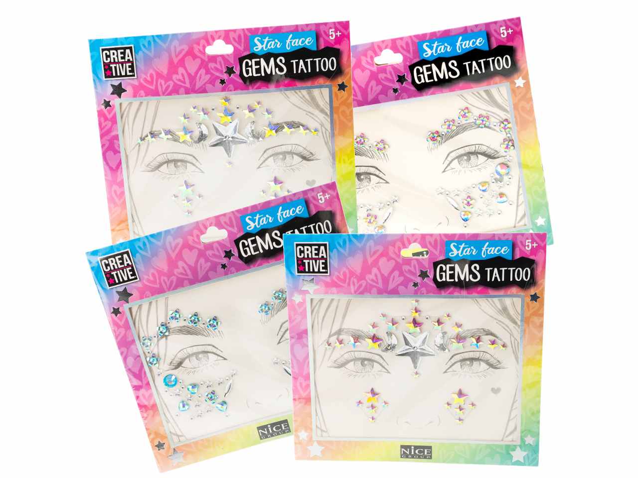 Star face gems tattoo 02605