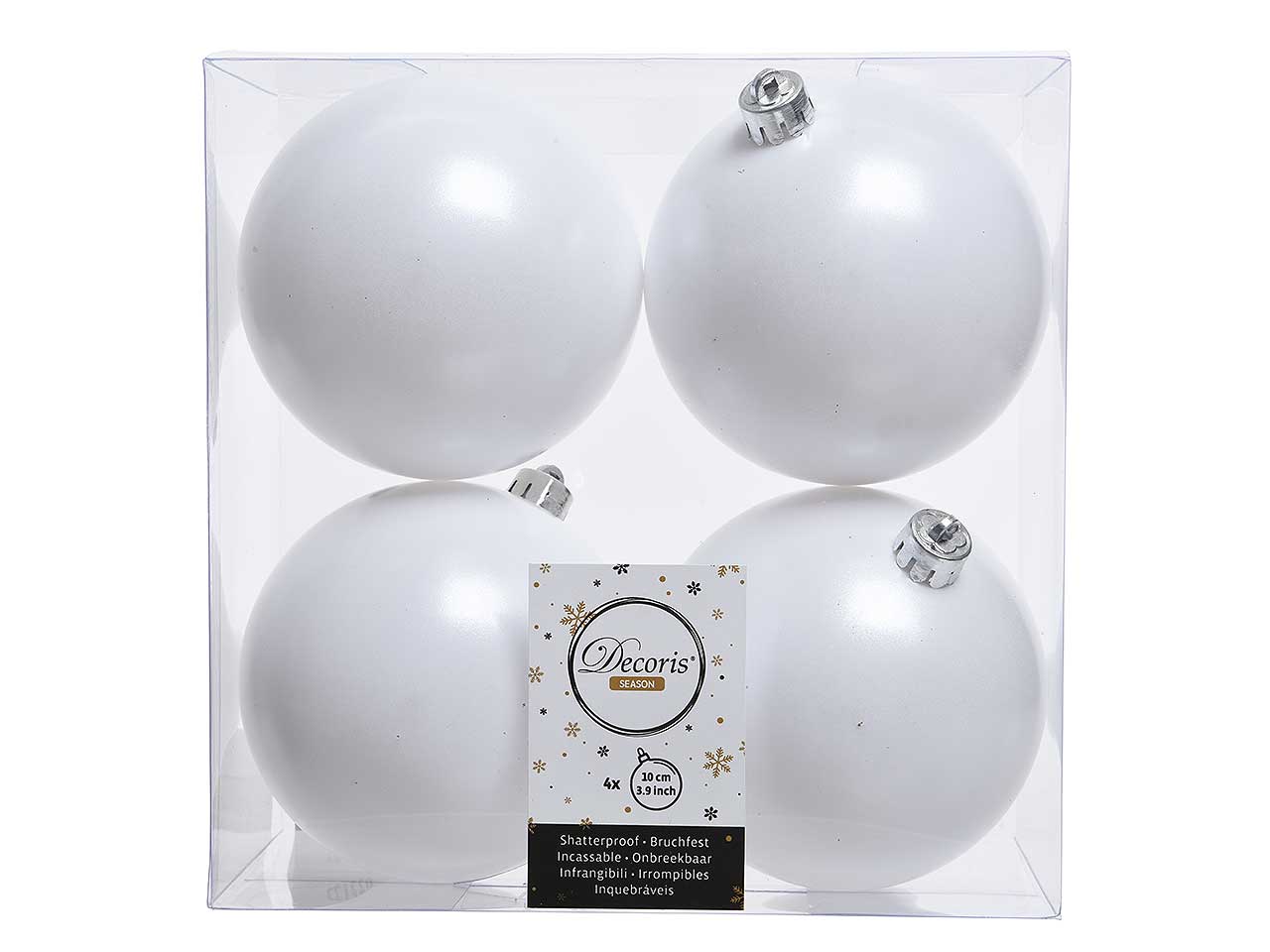 Palla 10cm in confezione da 4 pezzi bianco opaco