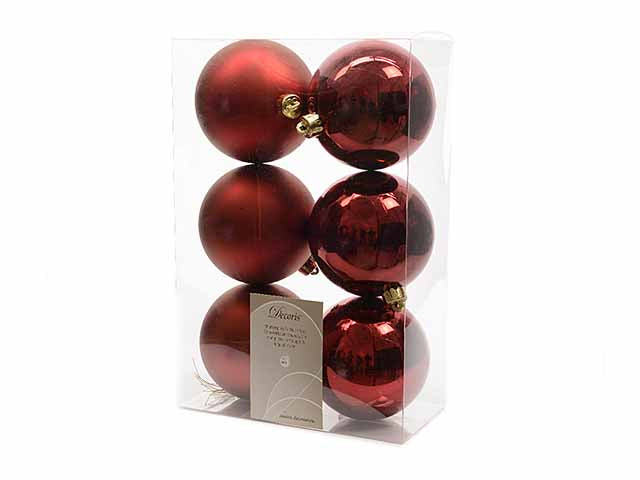 Palla 8cm in confezione da 6 pezzi bordeaux lucido e opaco