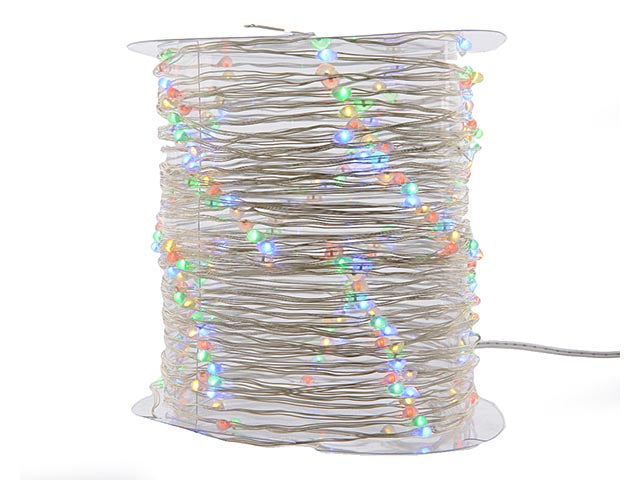 Luci natalizie micro catena led con 8 funzioni effetto scintillio colore argento multicolore misura lun.1195cm misura del led micro numero di led 240