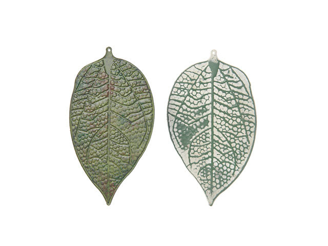 App.foglia in metallo 2 pezzi 8x14cm 388304