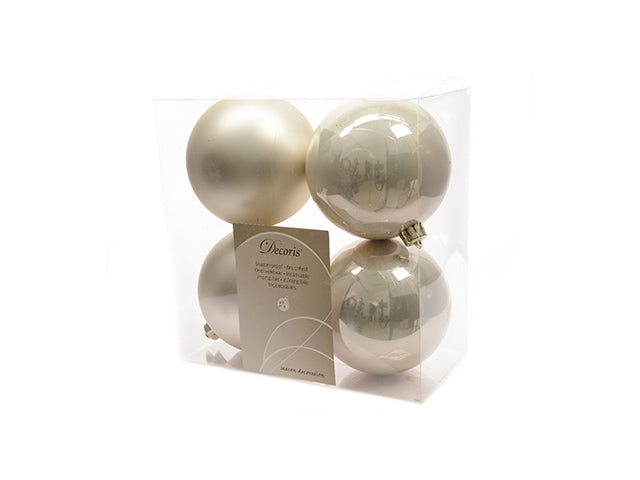 Palla di Natale 10cm in confezione da 4 pezzi beige lucido e opaco