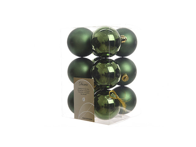 Palla di Natale 6cm in confezione da 12 pezzi verde lucida e opaco