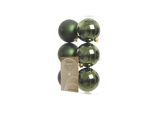 Palla di Natale 8cm in confezione da 6 pezzi verde lucido e opaco