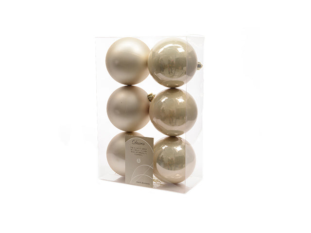 Palla di Natale 8cm in confezione da 6 pezzi beige lucido e opaco