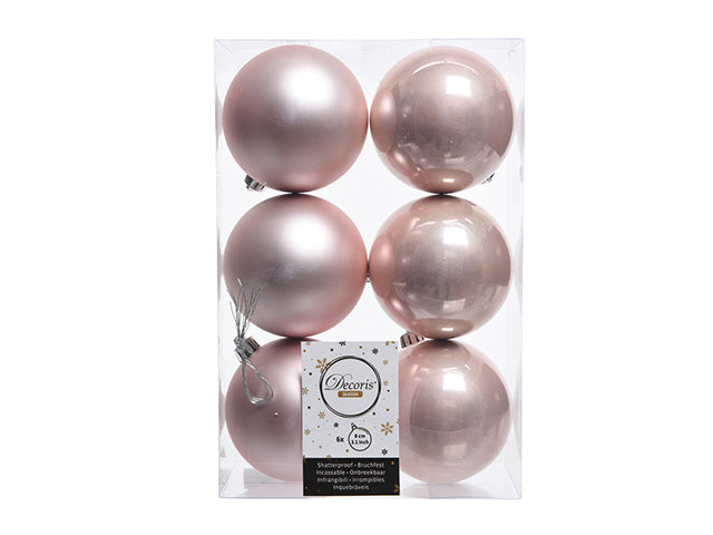 Palla 8cm in confezione da 6 pezzi rosa cipria lucido e opaco