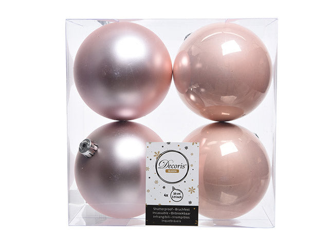 Palla 10cm in confezione da 4 pezzi rosa cipria lucido e opaco