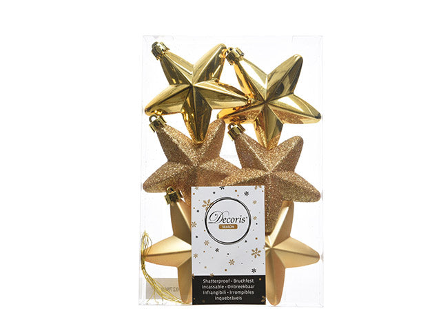 Pendente natalizio stella oro 2x7,5x7,5cm - 6 pezzi
