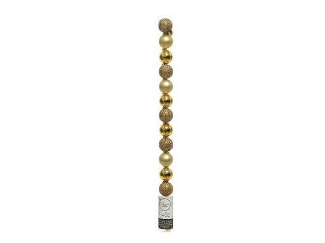 Palla 3cm in confezione da 14 pezzi oro lucida, opaca e glitter