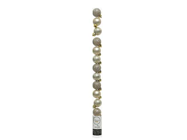Palla di Natale infrangibile d.3cm mix beige, la confezione contiene 14 palle