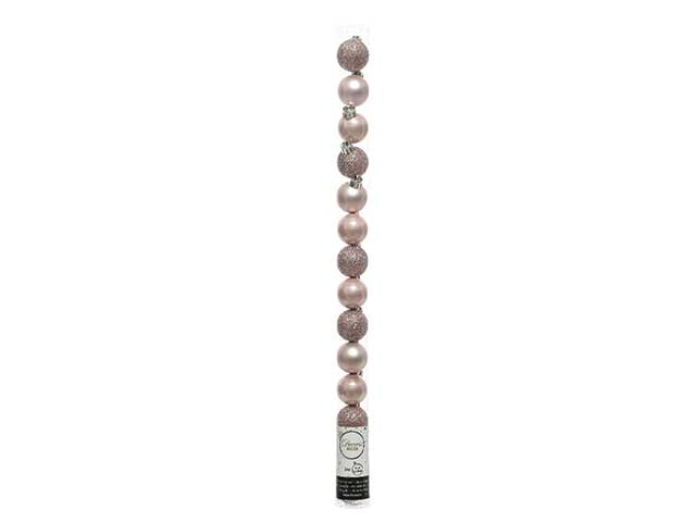 Sfera 3cm in confezione da 14 pezzi rosa cipria lucido e opaco