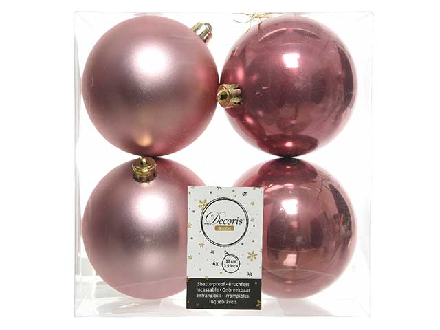 Palline di natale infrangibili colore rosa velluto misura d.10cm