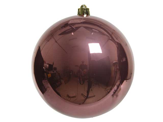 Palline di natale infrangibili finitura lucida colore rosa velluto misura d.14cm
