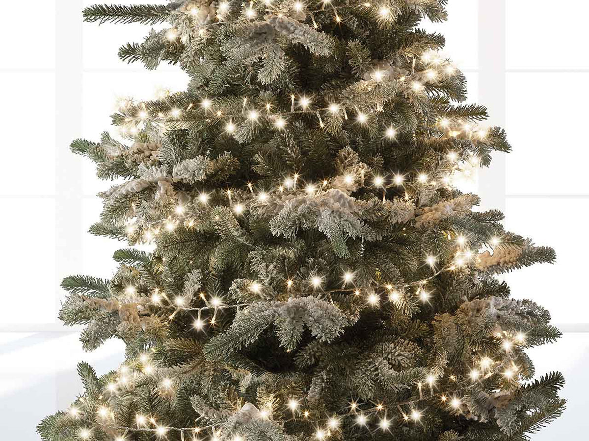 Catena luci 1500led bianco caldo 8 funzioni 34mt filo trasparente per uso interno/esterno