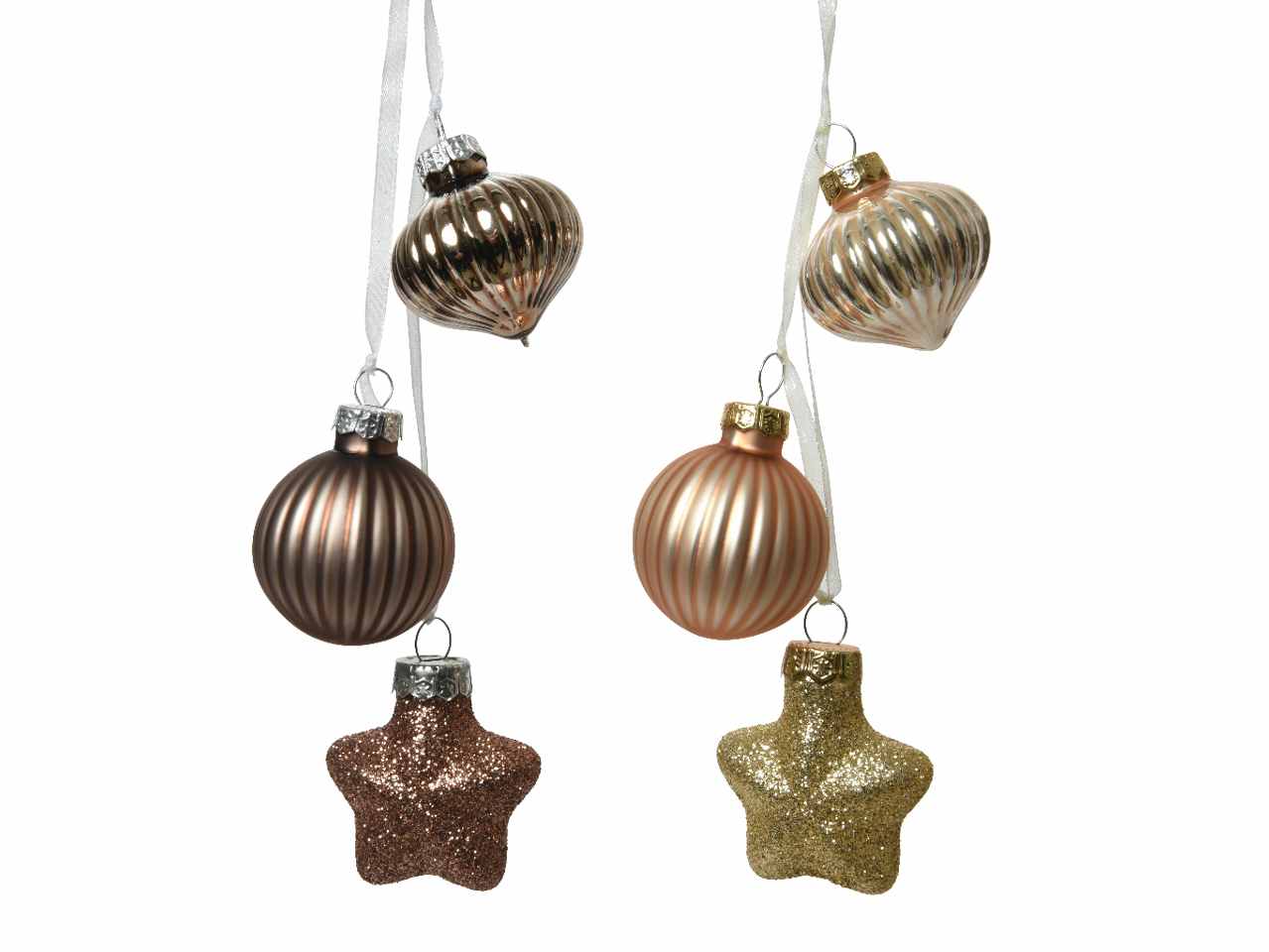 Appendino in vetro lucido, opaco e con glitter 3,5x4x11,5cm marrone