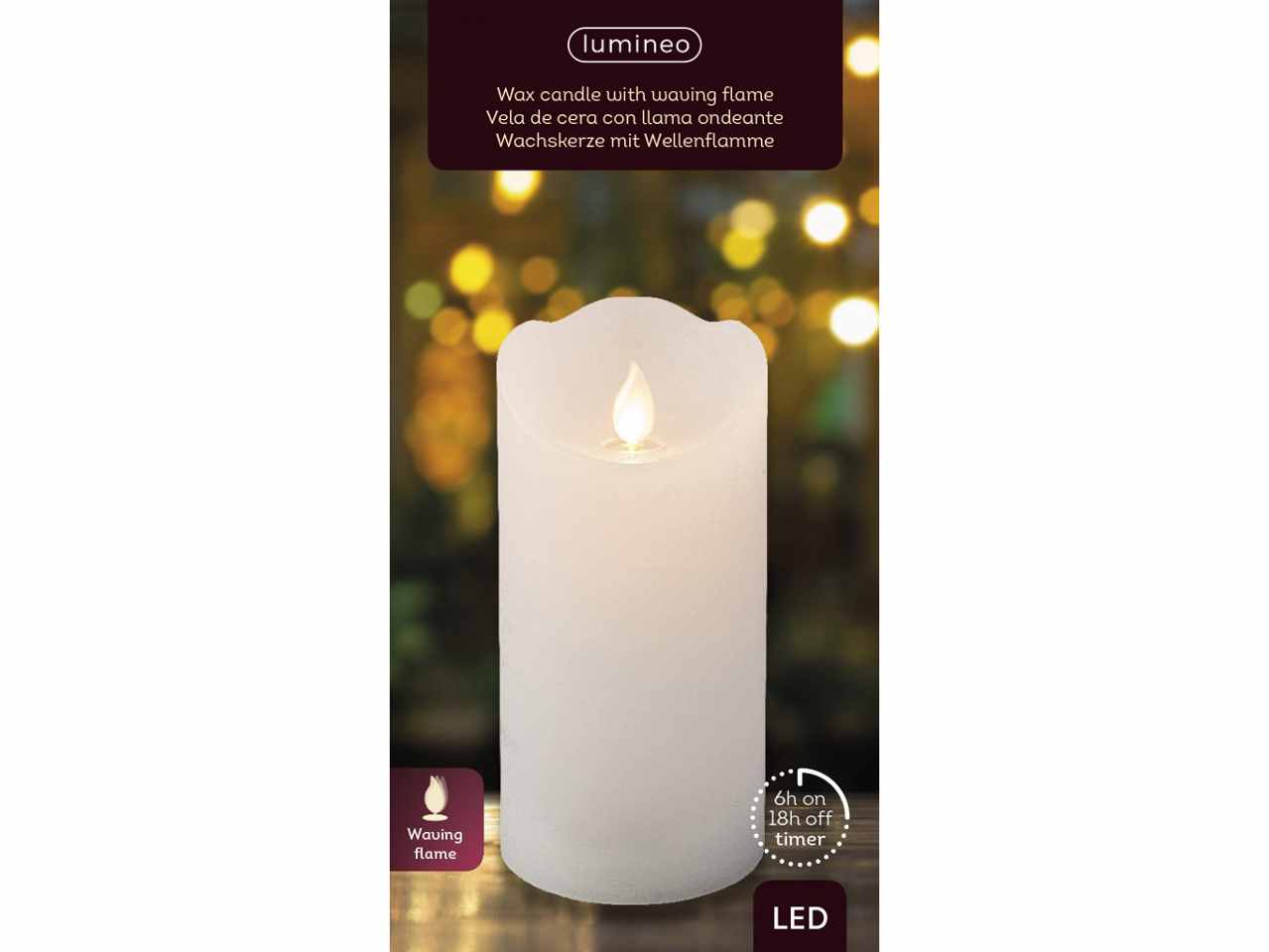 Candela led d.7,5x15cm a batteria bianca
