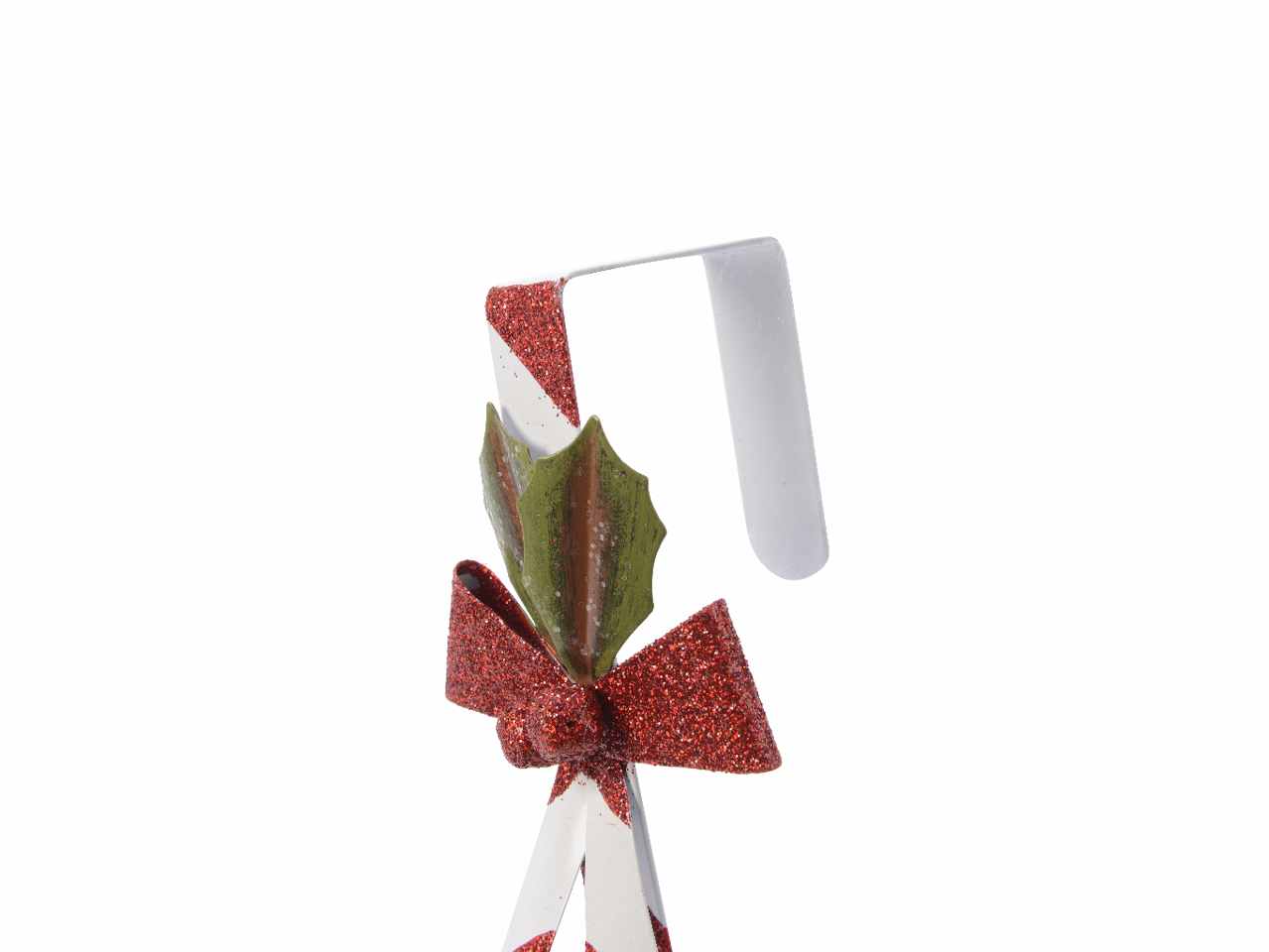 Candy con glitter 10x10x30cm rosso/bianco in ferro con gancio