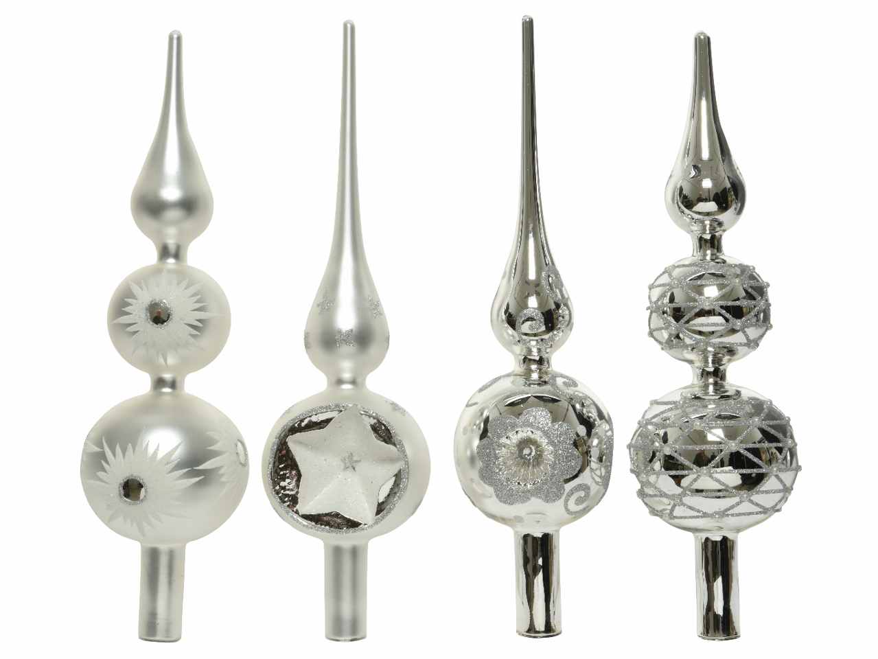 Puntale in vetro 31xd.8cm argento