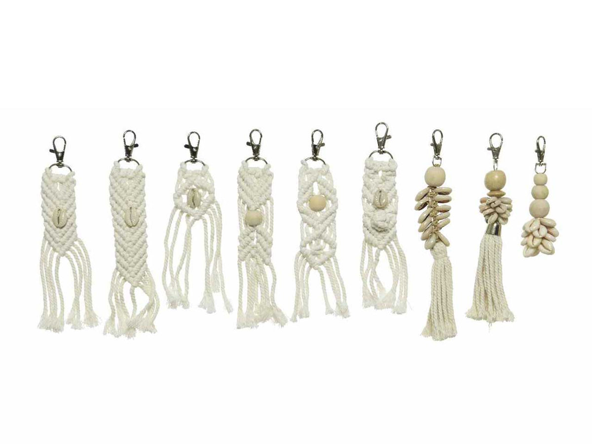 Portachiave in cotone macramÃ¨ 16 assortimenti 21xh.40cm