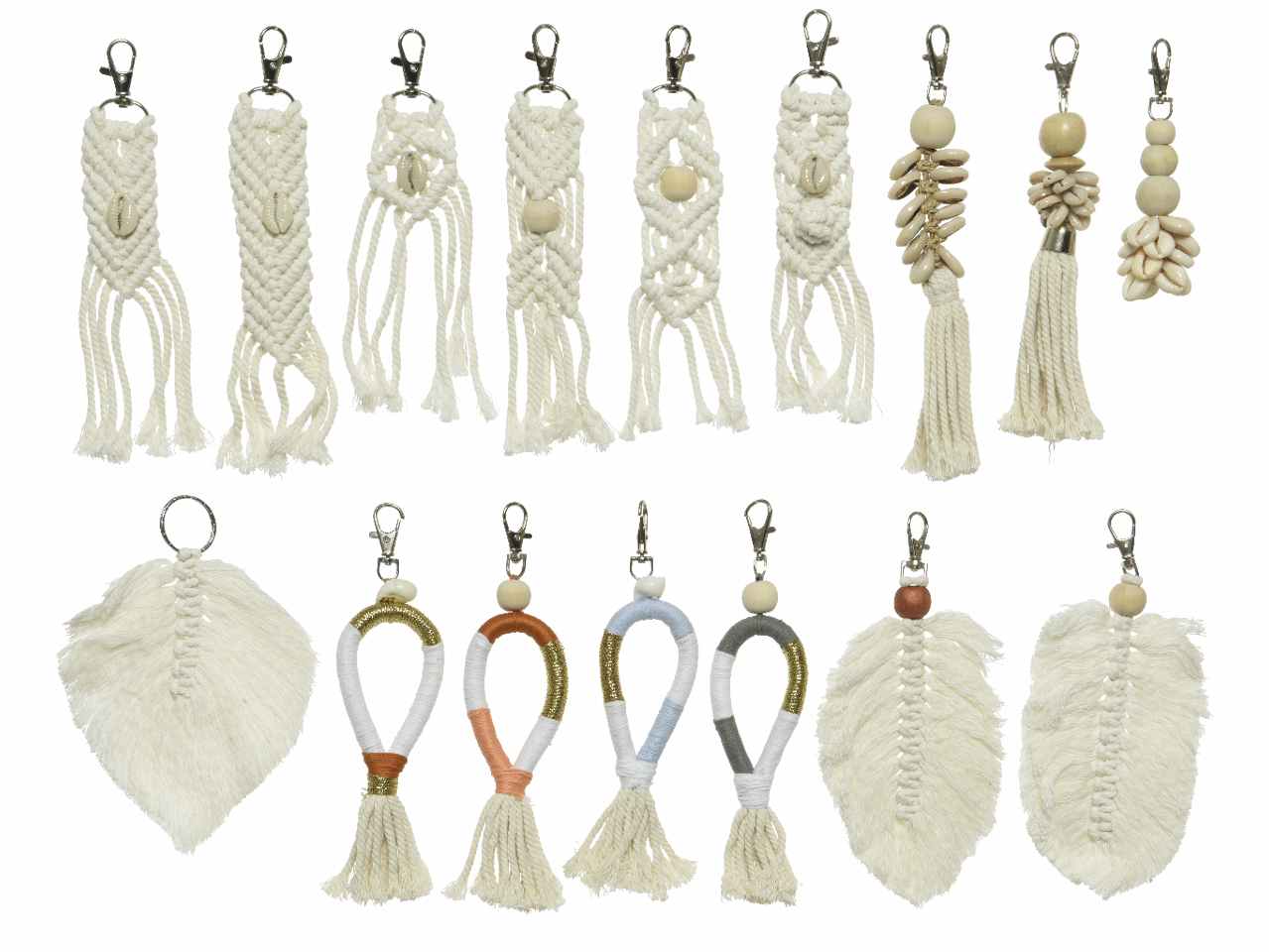 Portachiave in cotone macramÃ¨ 16 assortimenti 21xh.40cm