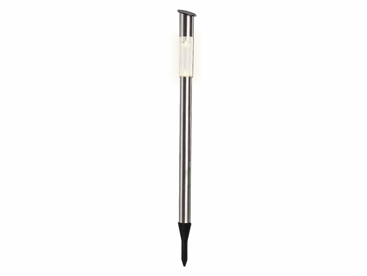 Paletto con pannello solare in acciaio inox chiaro con pannello capacitÃ  della batteria 200mah tensione 1,2v colore led bianco caldo emissione luminosa 1lm autonomia 6 ore con interruttore d.5xh.57cm $