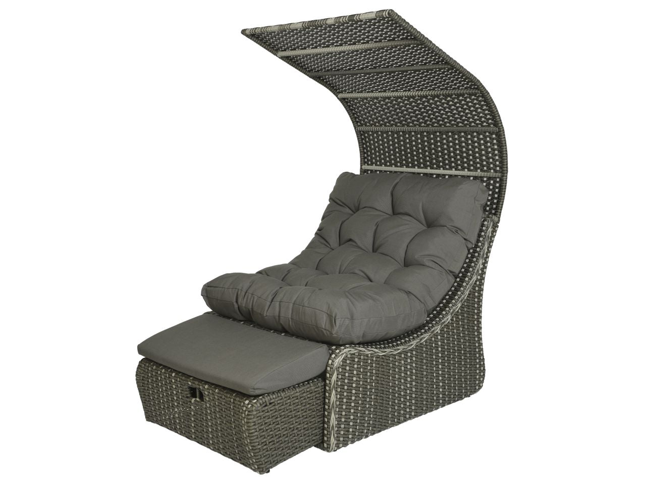 Poltrona letto daybed siesta in vimini 108x90xh.150cm grigia $