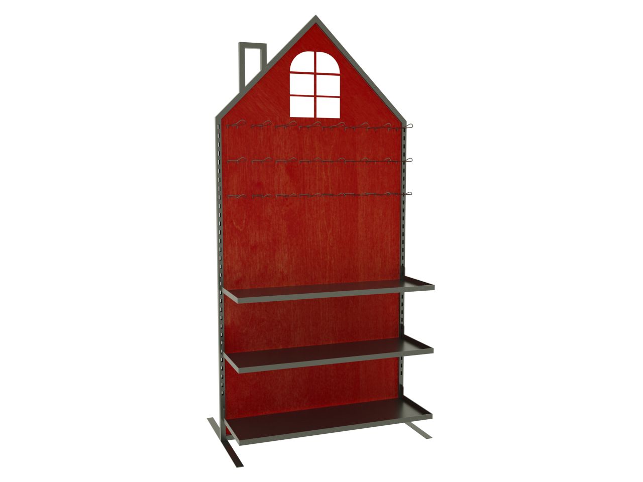 Casa in metallo a cremagliera colore rosso misura lun.43cm x lar.120cm x alt.250cm